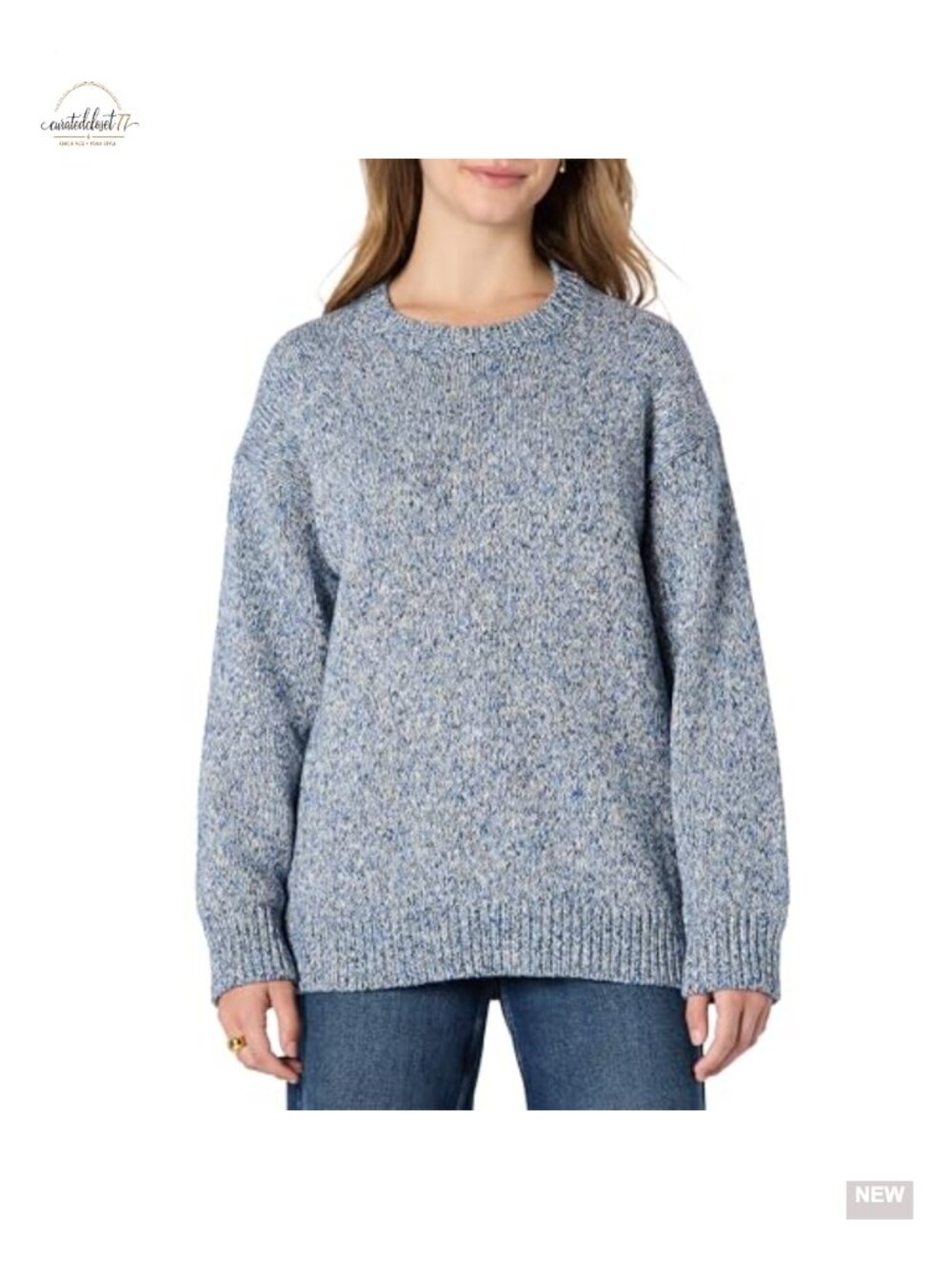Oversized Fit Heavyweight Cotton Blend Crewneck Pullover Sweater Ribbed